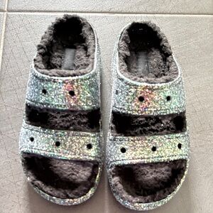 CROCS Glittery Silver Women's Slippers